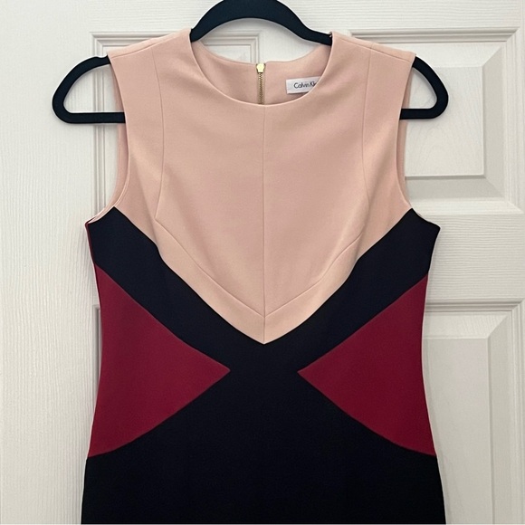 Anne Klein Colorblock Midi Dress - Black, Red, and Cream - Picture 2 of 9